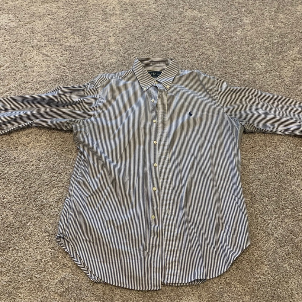 Blue and white striped Ralph Lauren dress shirt